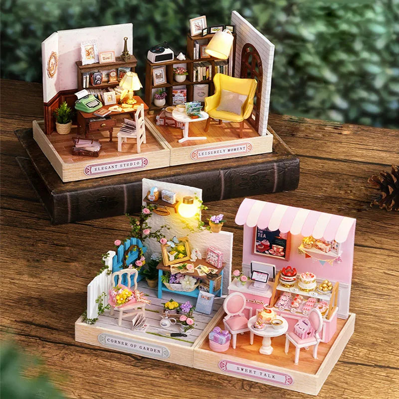 Moonlit Heaven Pink Rose Petal Bakery Game DIY Mini Model Set Toy Kit