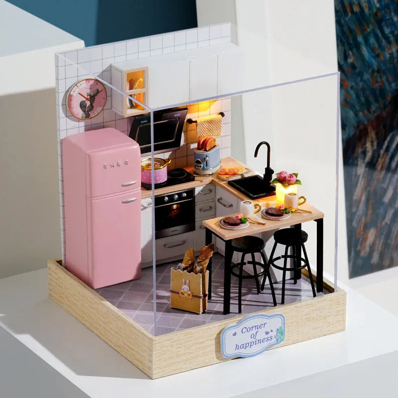 Moonlit Heaven Pink Rose Petal Bakery Game DIY Mini Model Set Toy Kit