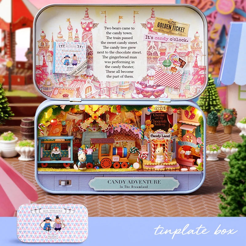 Moonlit Heaven Two Bears in Love at Sakura Station Game DIY Mini Model Set Toy Kit