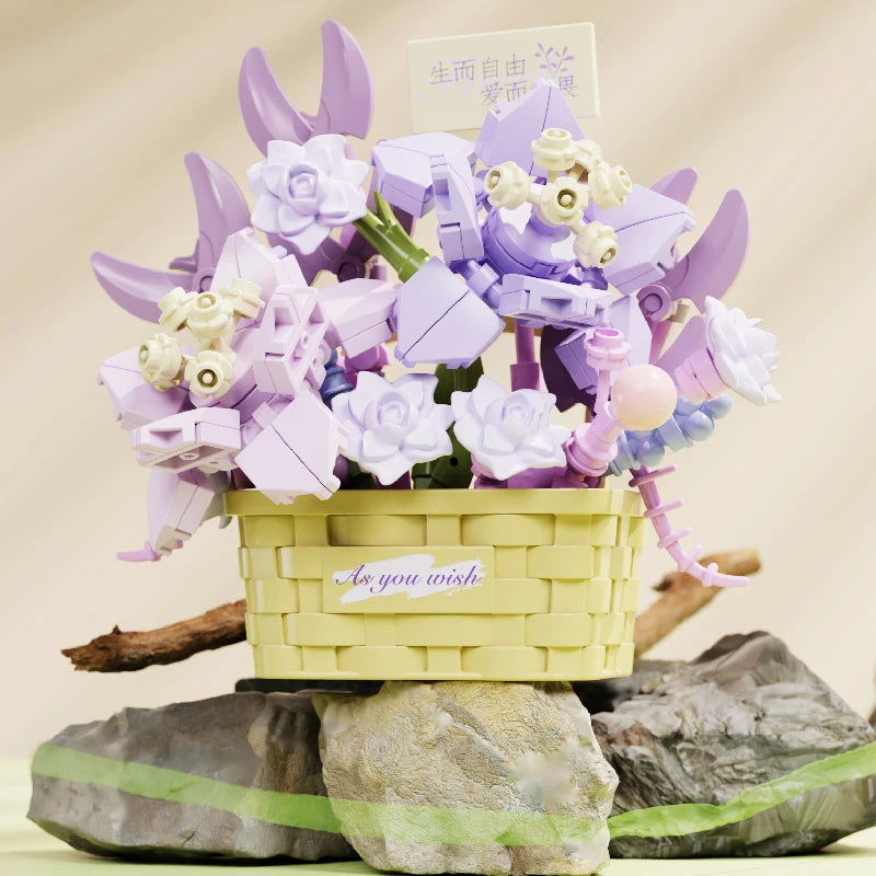 Moonlit Heaven Basket of Ice Kingdom Blooms Block Toy DIY Set