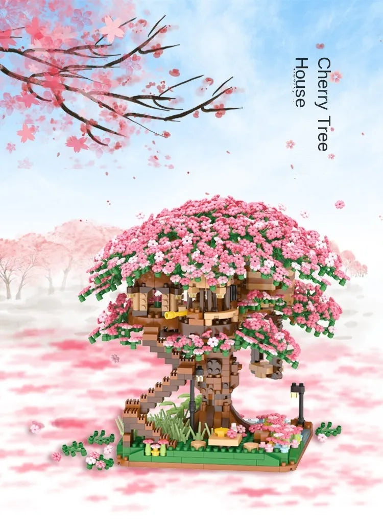 Moonlit Heaven Sakura Tree Sanctuary Lamp Block Toy Game Set