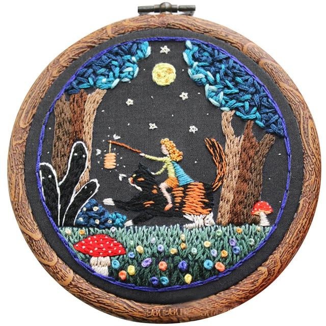 Craft Dreaming of Happy Memories Cottagecore Fairycore Tiny Embroidery Set - Moonlit Heaven