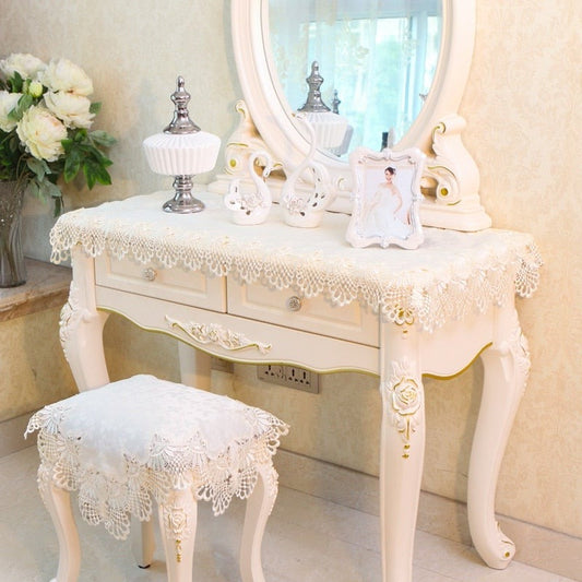 Delicate Lace Vanity Table and Seat Cover - Moonlit Heaven