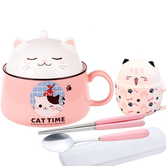 Nyan Cat Ramyeon Bowl, Cup, and Utensil Set - Moonlit Heaven