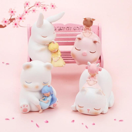 World of Sakura Rabbit Pig Cat Bear Fairycore Figure - Moonlit Heaven