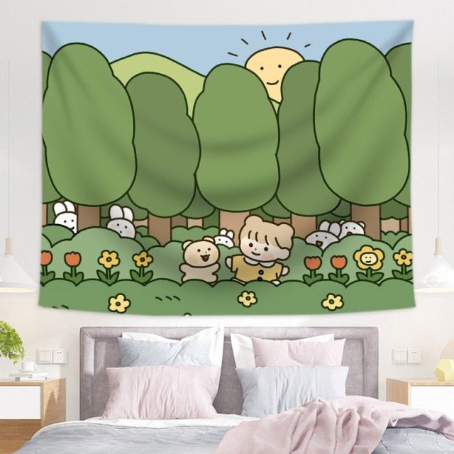 Silly Picnic Fairycore Cottagecore Wall Art Tapestry