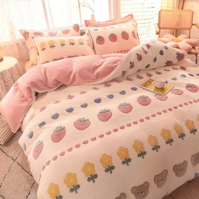 Sweet and Colorful Fairycore Princesscore Fuzzy Bedding - Moonlit Heaven