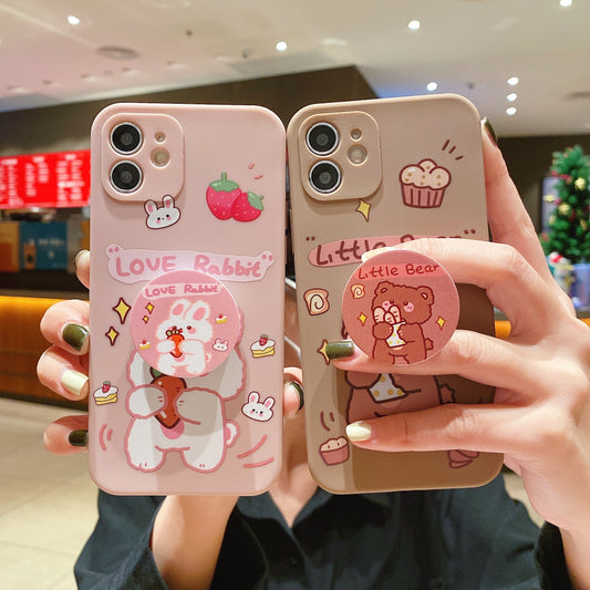 Visit to the Dessert Shoppe Bunny Bear Fairycore Cottagecore iPhone Case with Pop Socket