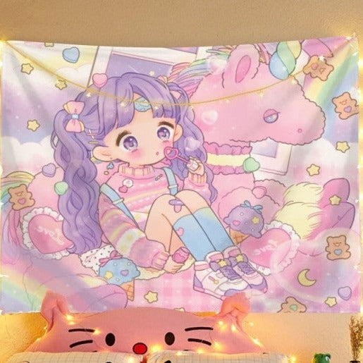 Megumi and Friends Fairycore Princesscore Wall Art Tapestry