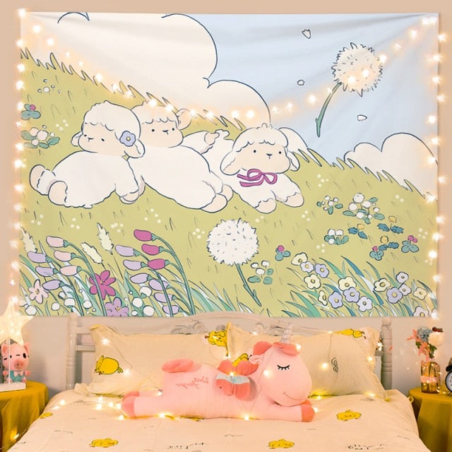 Brown Sugar Sweet Fields Fairycore Cottagecore Wall Art Tapestry