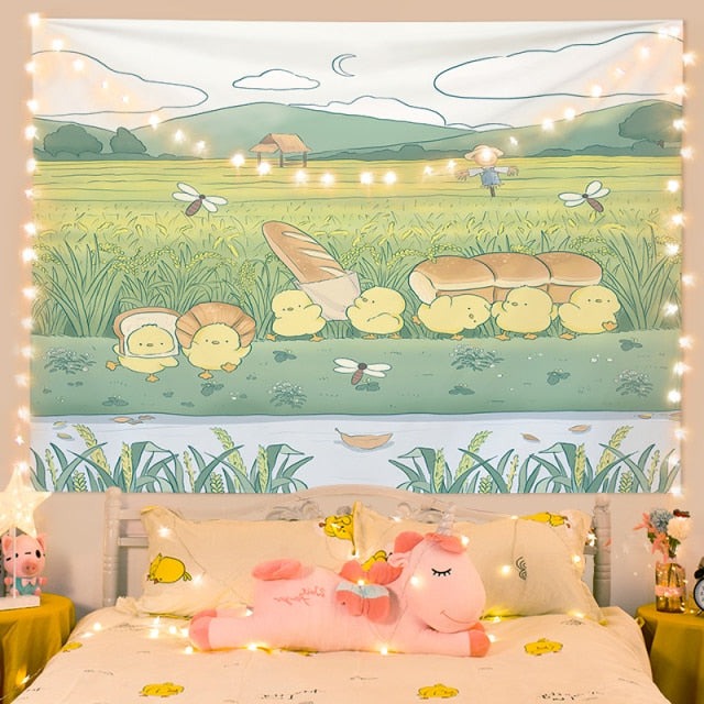Brown Sugar Sweet Fields Fairycore Cottagecore Wall Art Tapestry